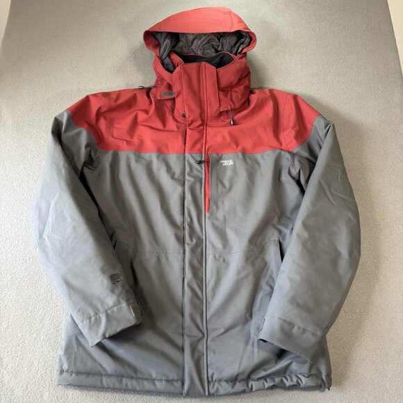 Chlorophylle Jacket Mens M Red Gray Winter Coat Insulated Hooded Outdoors Nature - Picture 1 of 16
